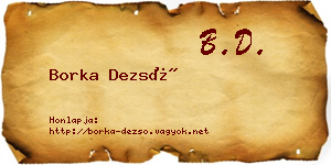Borka Dezső névjegykártya